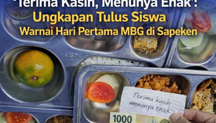 Menu Perdana SPPG Elfat Disambut Antusias Siswa dan Guru, Secarik Surat Rp1.000 Jadi Simbol Apresiasi