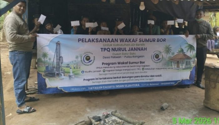 Ramadan Penuh Berkah, Yayasan Cahaya Insan Sejahtera Bangun Sumur Bor untuk TPQ Nur Jannah di Desa Pabian