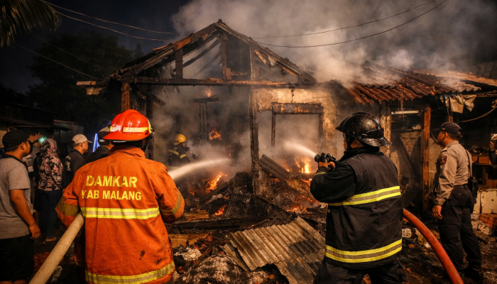 Kebakaran Hebat Hanguskan Rumah Warga di Pakis Malang