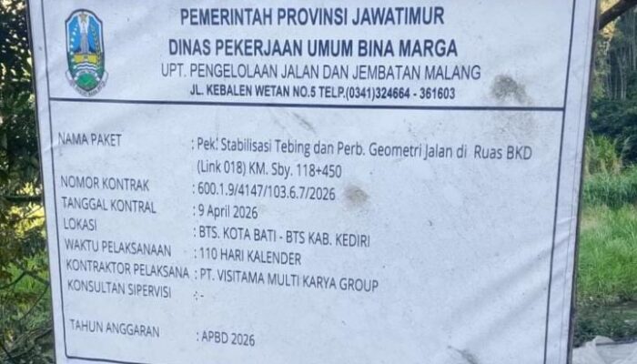 Anggaran Misterius Hingga Transparansi; Proyek PU Bina Marga Provinsi 1,2 M Patut Dipertanyakan