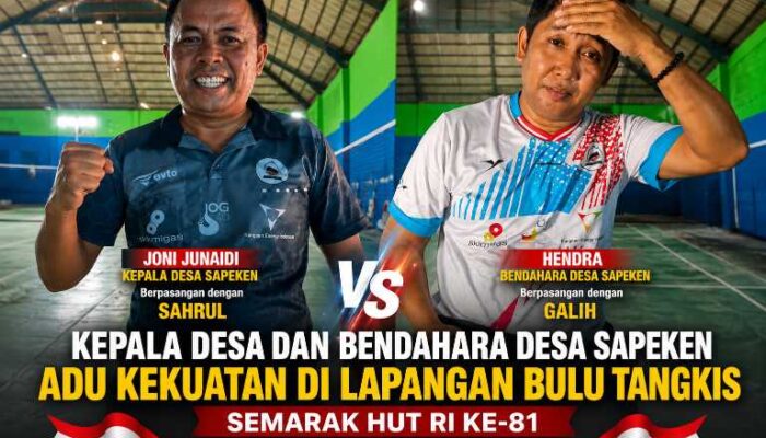 Semarak HUT RI ke-81, Kepala Desa Sapeken Adu Kekuatan dengan Bendahara Desa di Lomba Bulu Tangkis