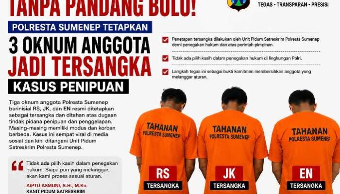 Tegakkan Hukum Tanpa Pandang Bulu, Polresta Sumenep Tetapkan Tiga Oknum Anggota Jadi Tersangka